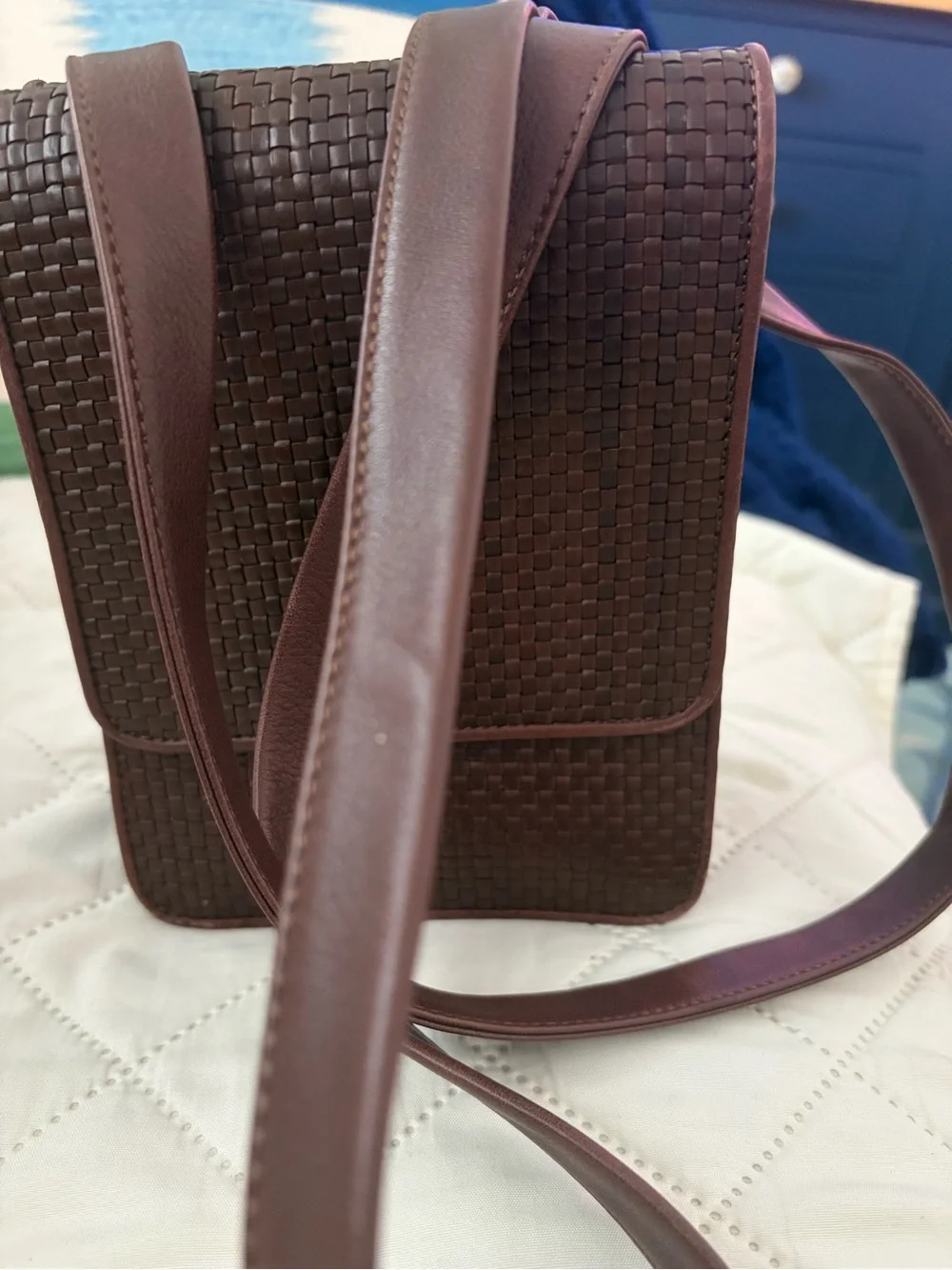 Vintage Cole Haan Brown Woven Leather Crossbody Bag